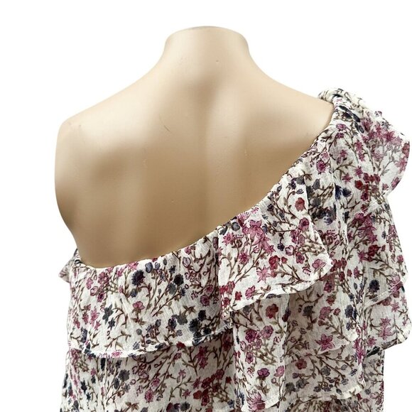 American Eagle Outfitters One Shoulder Floral Ruffle Blouse Elegant Top‎ Women S - Picture 9 of 10